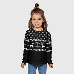 Лонгслив детский Олень в свитере, цвет: 3D-принт — фото 2