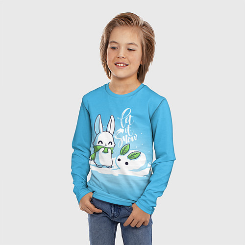 Детский лонгслив Let it snow Зайчик и снежок / 3D-принт – фото 3