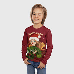 Лонгслив детский Счастье есть Новый год, цвет: 3D-принт — фото 2