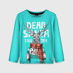 Лонгслив детский Олень в свитере с оленями, цвет: 3D-принт