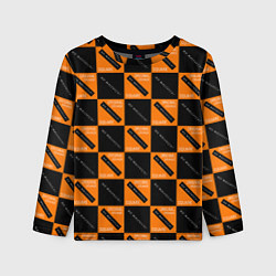 Лонгслив детский Black Orange Squares, цвет: 3D-принт