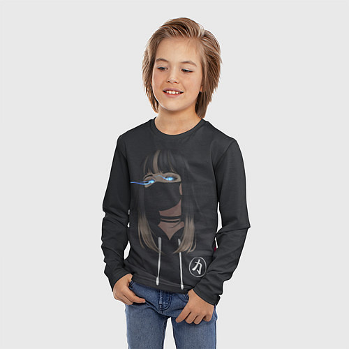 Детский лонгслив Девочка в маске / 3D-принт – фото 3