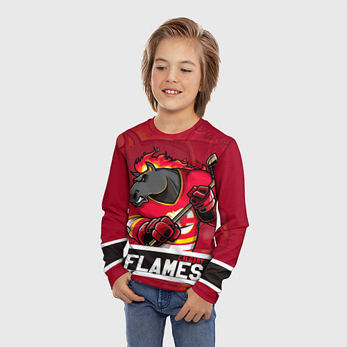Детский лонгслив Калгари Флэймз, Calgary Flames / 3D-принт – фото 3