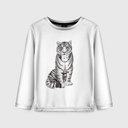 Лонгслив детский Сидящая белая тигрица, цвет: 3D-принт