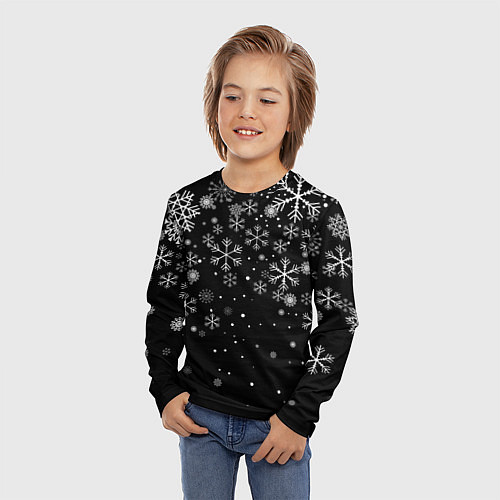 Детский лонгслив Снежинки - С Новый год / 3D-принт – фото 3
