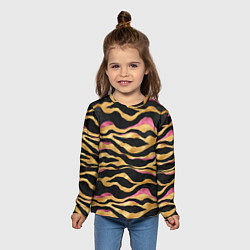 Лонгслив детский Тигровый окрас Gold Pink, цвет: 3D-принт — фото 2