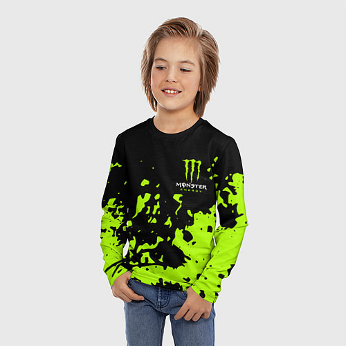 Детский лонгслив Monster Energy green / 3D-принт – фото 3