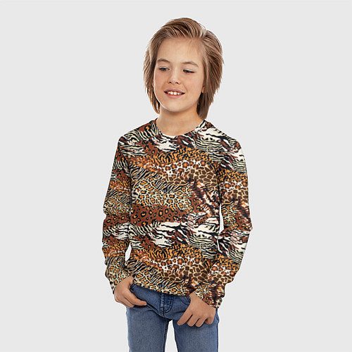 Детский лонгслив Шкуры Диких Животных / 3D-принт – фото 3