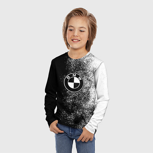 Детский лонгслив BMW ЧБ Логотип / 3D-принт – фото 3