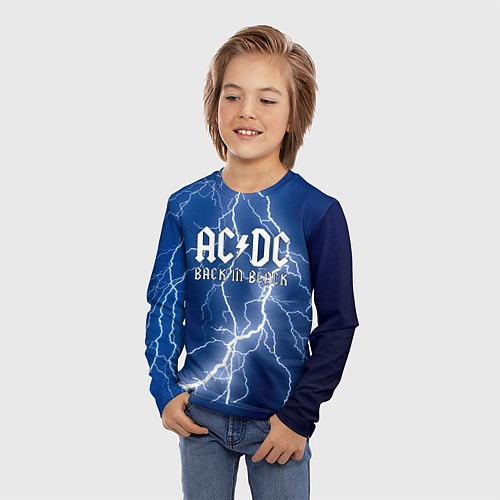 Детский лонгслив ACDC гроза с молнией / 3D-принт – фото 3