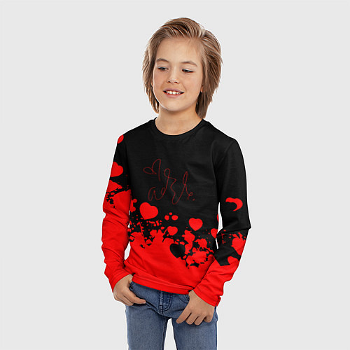 Детский лонгслив Adele Сердечки Автограф / 3D-принт – фото 3