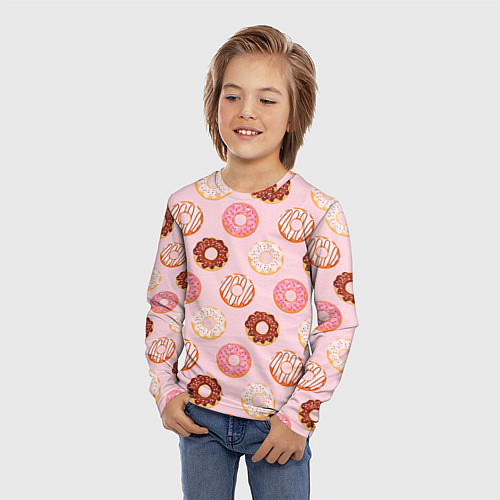 Детский лонгслив Pink donuts / 3D-принт – фото 3