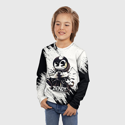 Детский лонгслив Bendy And The Ink Machine Бенди прибит доской / 3D-принт – фото 3