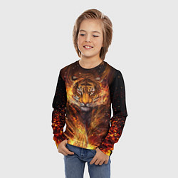 Лонгслив детский Огненный тигр Сила огня, цвет: 3D-принт — фото 2