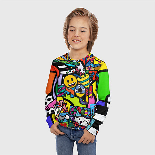 Детский лонгслив Romero Britto - emoji / 3D-принт – фото 3