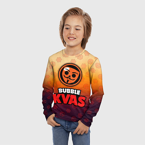 Детский лонгслив Бабл Квас Bubble Kvas, логотип / 3D-принт – фото 3