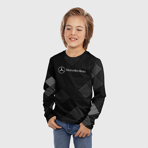 Детский лонгслив Mercedes-Benz - В клетку / 3D-принт – фото 3