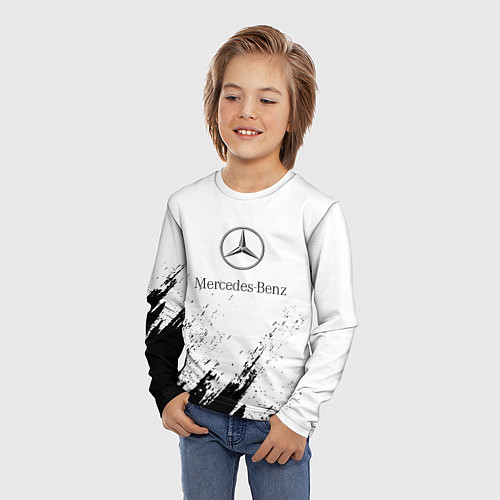 Детский лонгслив Mercedes-Benz - White texture / 3D-принт – фото 3