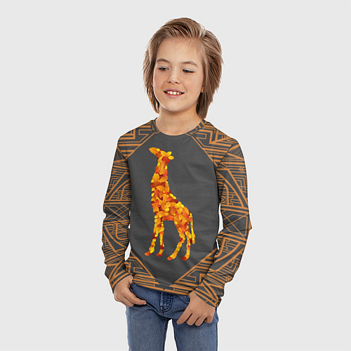 Детский лонгслив Жираф из листьев / 3D-принт – фото 3