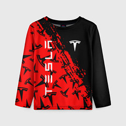 Лонгслив детский Tesla red pattern, цвет: 3D-принт