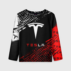 Лонгслив детский Tesla - Logo Pattern, цвет: 3D-принт