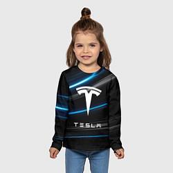 Лонгслив детский Tesla - Неоновые полосы, цвет: 3D-принт — фото 2