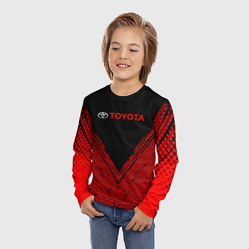 Детский лонгслив Toyota Красная текстура / 3D-принт – фото 3