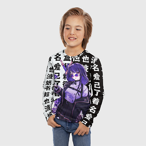 Детский лонгслив Genshin Impact: Сегун Райдэн / 3D-принт – фото 3