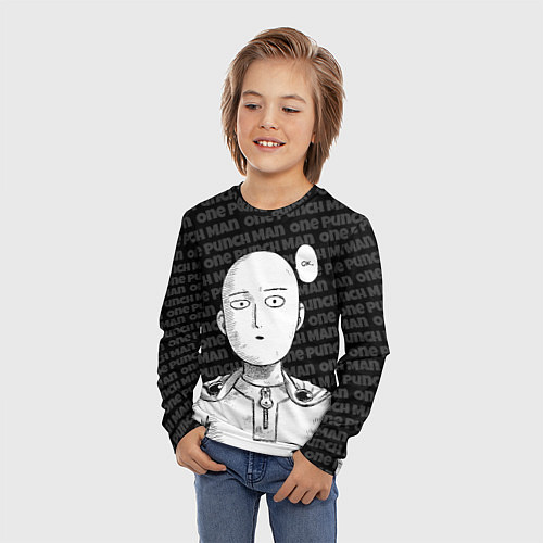 Детский лонгслив One Punch Man - Сайтама Ванпанчмен / 3D-принт – фото 3