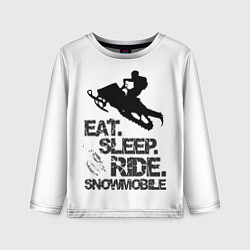 Лонгслив детский EAT SLEEP RIDE SNOWMOBILE, цвет: 3D-принт