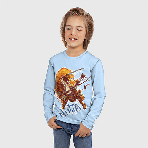 Детский лонгслив Крейзи белка-ниндзя / 3D-принт – фото 3
