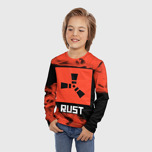 Детский лонгслив RUST - Красное Пламя / 3D-принт – фото 3