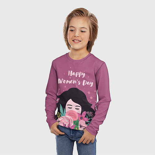 Детский лонгслив Happy Womens Day / 3D-принт – фото 3