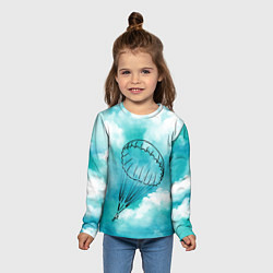 Лонгслив детский Парашютист в облаках, цвет: 3D-принт — фото 2