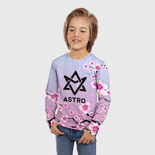 Детский лонгслив ASTRO ЦВЕТЫ САКУРЫ / 3D-принт – фото 3