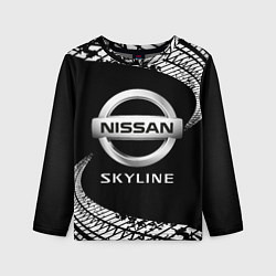 Лонгслив детский NISSAN SKYLINE Следы, цвет: 3D-принт