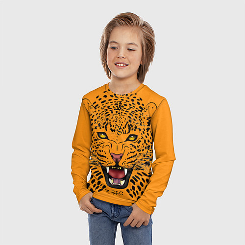 Детский лонгслив Leopard Леопард / 3D-принт – фото 3