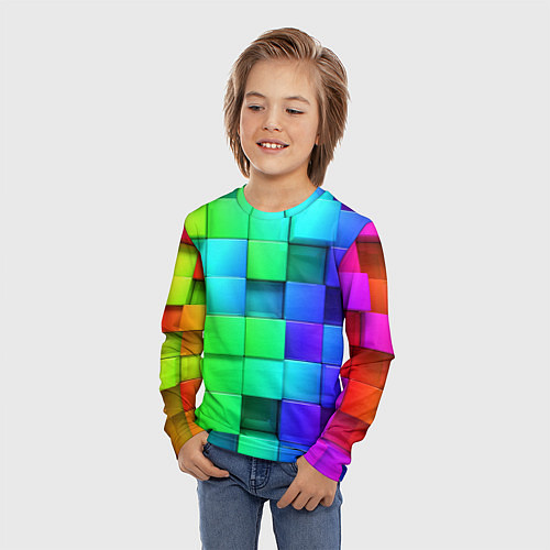 Детский лонгслив Color geometrics pattern Vanguard / 3D-принт – фото 3