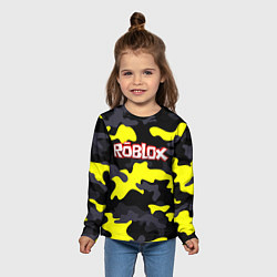 Лонгслив детский Roblox Камуфляж Чёрно-Жёлтый, цвет: 3D-принт — фото 2