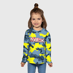 Лонгслив детский Roblox Камуфляж Жёлто-Голубой, цвет: 3D-принт — фото 2