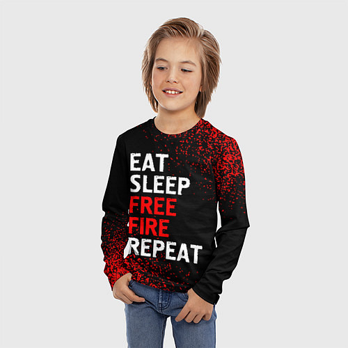 Детский лонгслив Eat Sleep Free Fire Repeat Арт / 3D-принт – фото 3