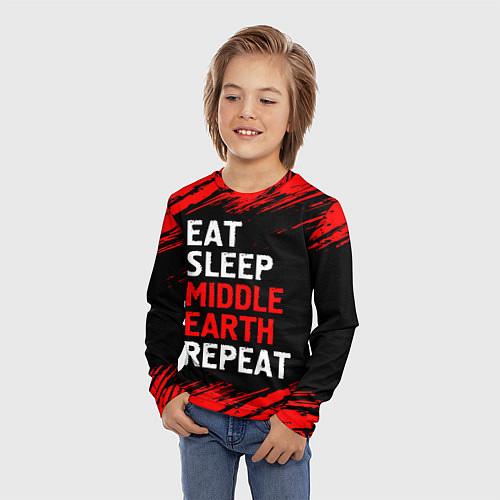 Детский лонгслив Eat Sleep Middle Earth Repeat Краски / 3D-принт – фото 3