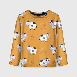 Детский лонгслив Веселые коровки с ведрами молока