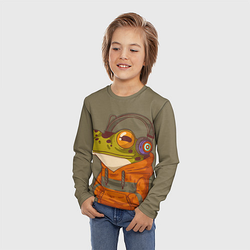 Детский лонгслив Лягуха в наушниках / 3D-принт – фото 3