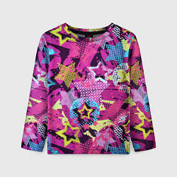Лонгслив детский Star Colorful Pattern Fashion Neon, цвет: 3D-принт