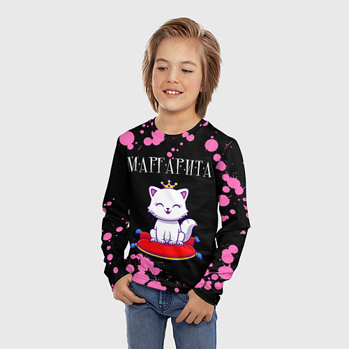 Детский лонгслив Маргарита КОШКА Брызги / 3D-принт – фото 3