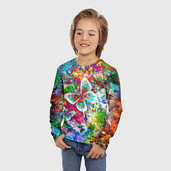 Лонгслив детский Яркое безумие Бабочки, кляксы, граффити, цвет: 3D-принт — фото 2