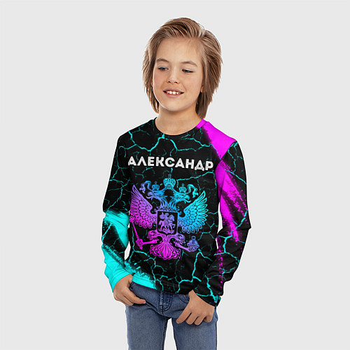 Детский лонгслив Александр Россия / 3D-принт – фото 3