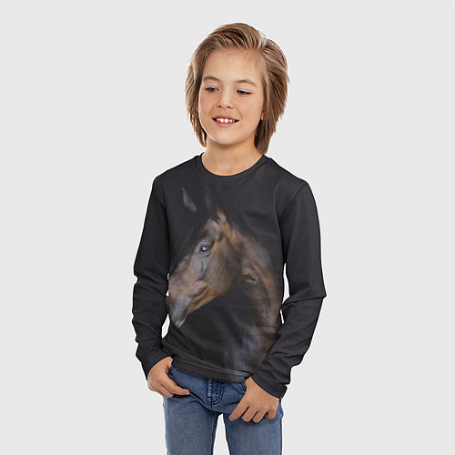 Детский лонгслив Лошадь Благородство / 3D-принт – фото 3