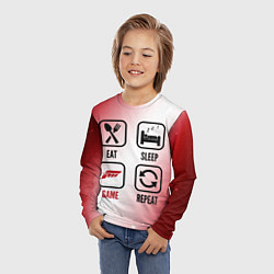 Лонгслив детский Eat Sleep Forza Horizon Repeat, цвет: 3D-принт — фото 2